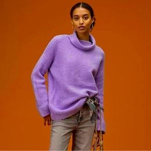 NWT Anthropologie Pilcro Cowl Neck Sweater Oversized Cuffed Size XL Lilac
